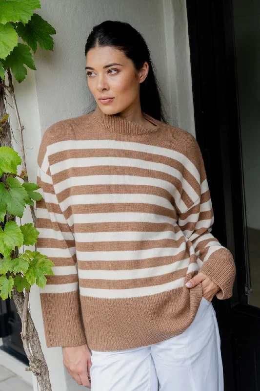 Caitlin Crisp Rupert Knit - Tan Stripe