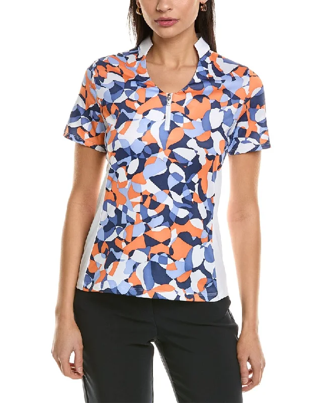 Callaway Abstract Floral V-Neck Mock 1/4-Zip Pullover