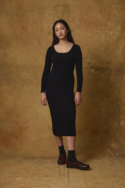 Standard Issue Merino Scoop Neck Dress - Black