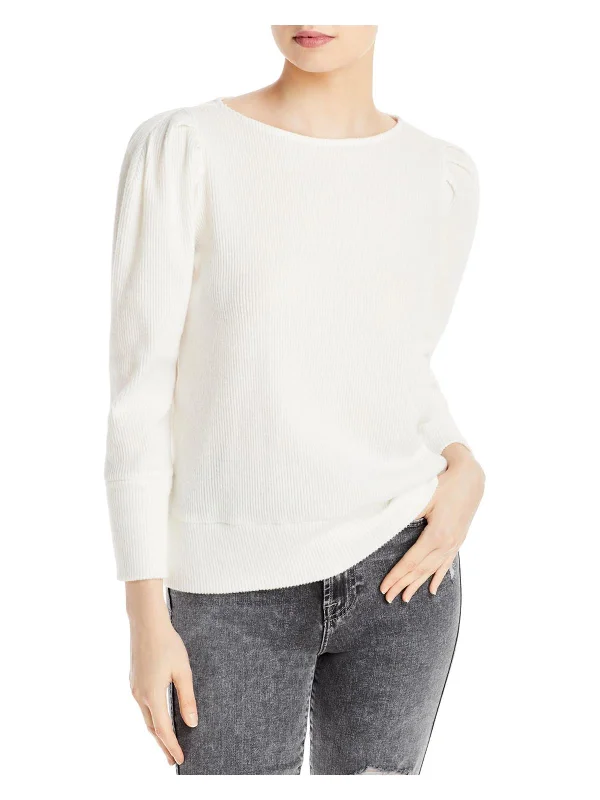 Womens Knit Ribbed Crewneck Sweater