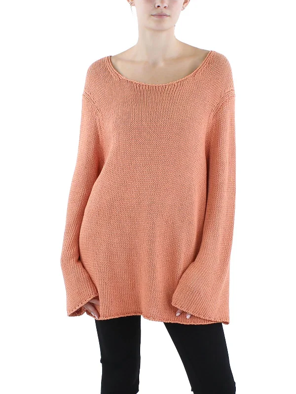 Womens Silk Blend Loose Knit Pullover Sweater