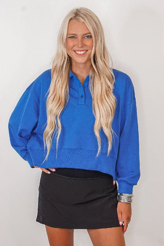 Weekend Promises Blue Cropped Pullover