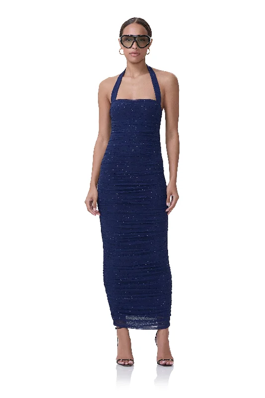 Indina Rhinestone Dress - Bright Navy