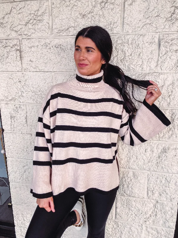 Natural And Black Stripe Sweater