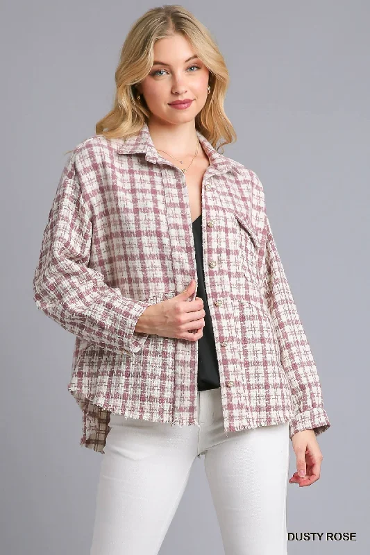 Plaid Obsession Mauve Tweed Shacket