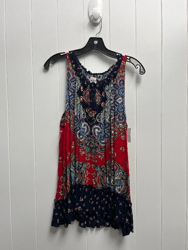 Blue & Red Top Sleeveless Bila, Size Xl