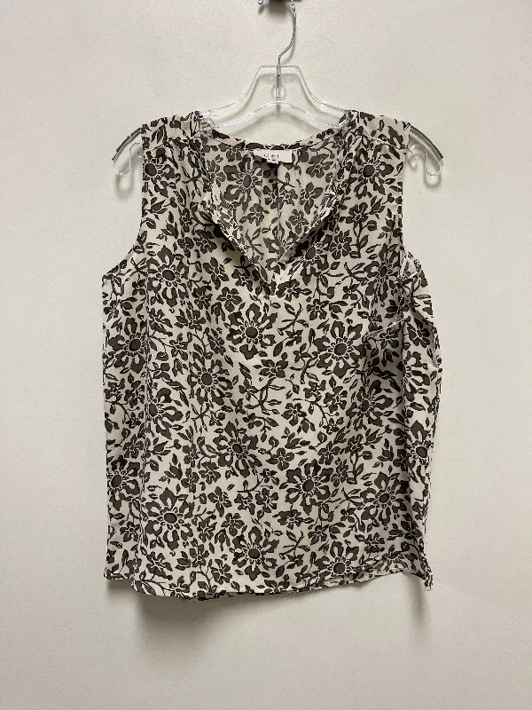 Cream & Grey Top Sleeveless Loft, Size S