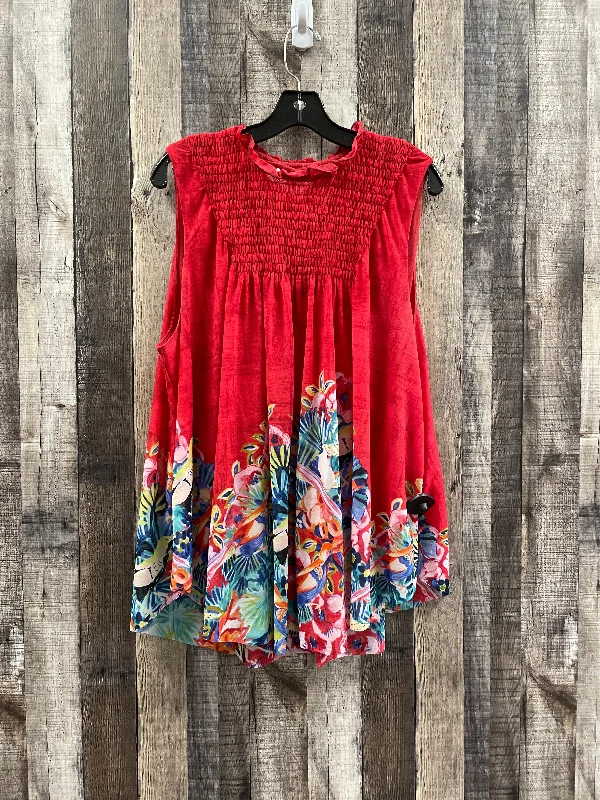 Red Top Sleeveless Deletta, Size Xl