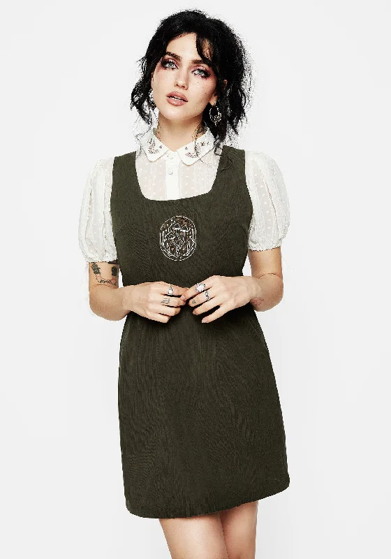 Mycelium Embroidered Mini Pinafore Dress