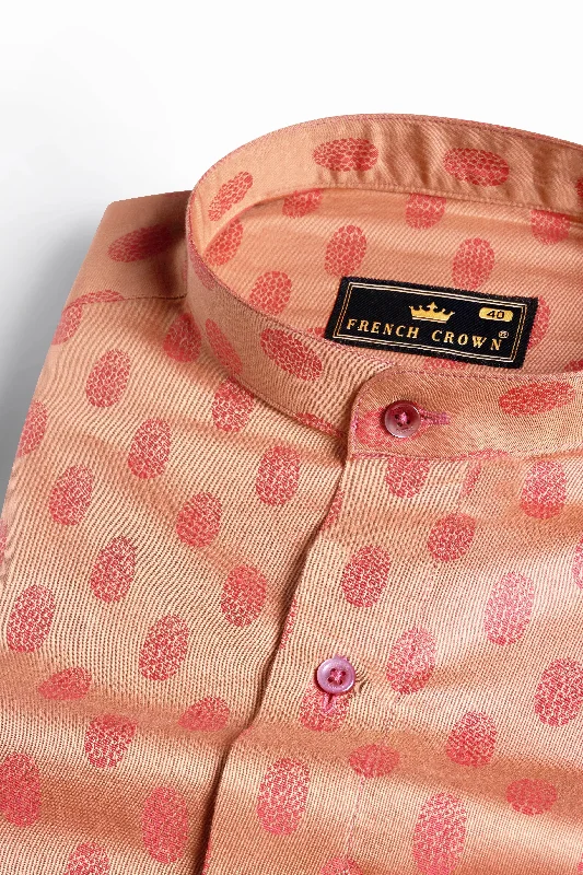 Airbnb Orange Oval Jacquard Textured Premium Giza Cotton Shirt