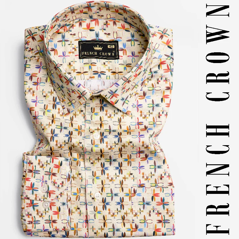 Almond Brown Multicolour Printed Super Soft Premium Cotton Shirt