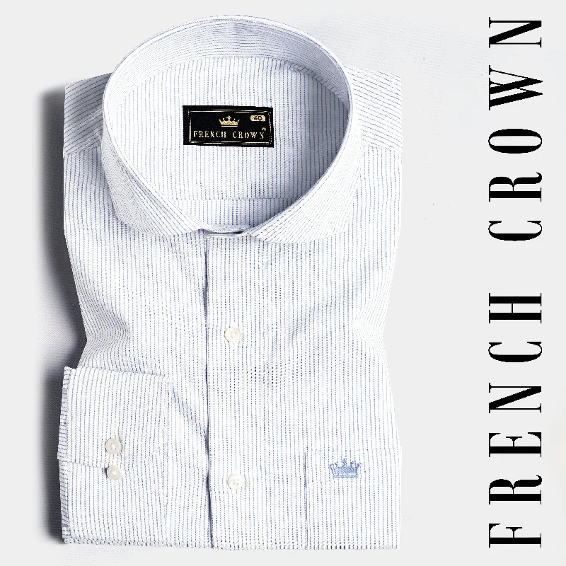 Bright White and Yonder Blue PinStriped Premium Cotton Shirt