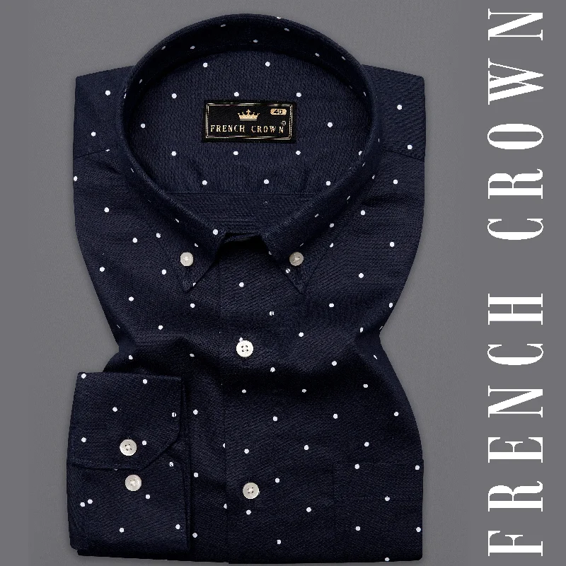 Cinder Navy Blue Polka Dotted Chambray Shirt