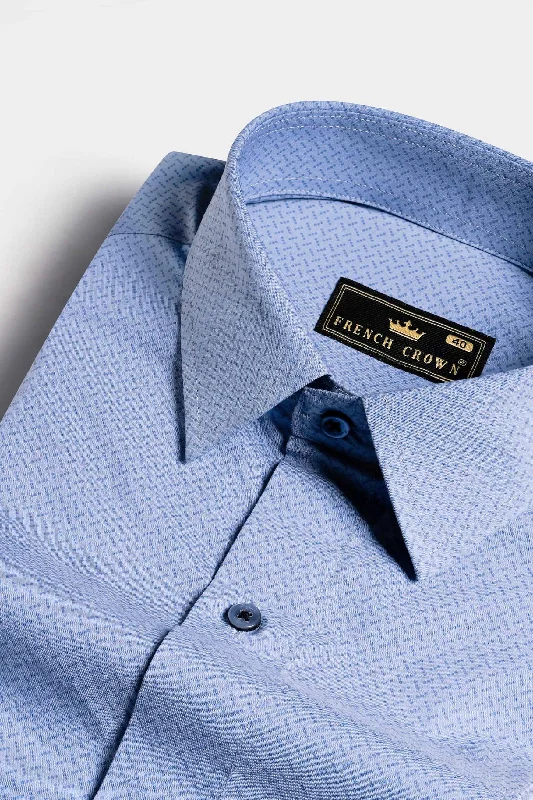 Cloudy Blue and Glaucous Blue Premium Cotton Shirt