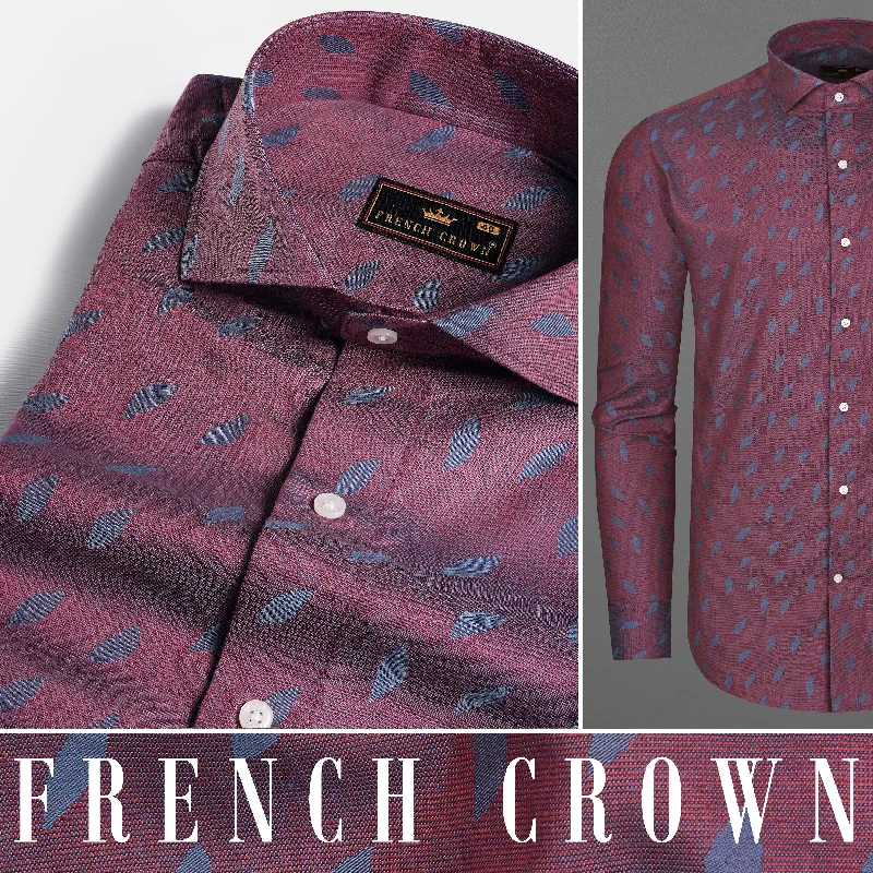 Cosmic Maroon with Waikawa Gray Jacquard Textured Premium Giza Cotton Shirt