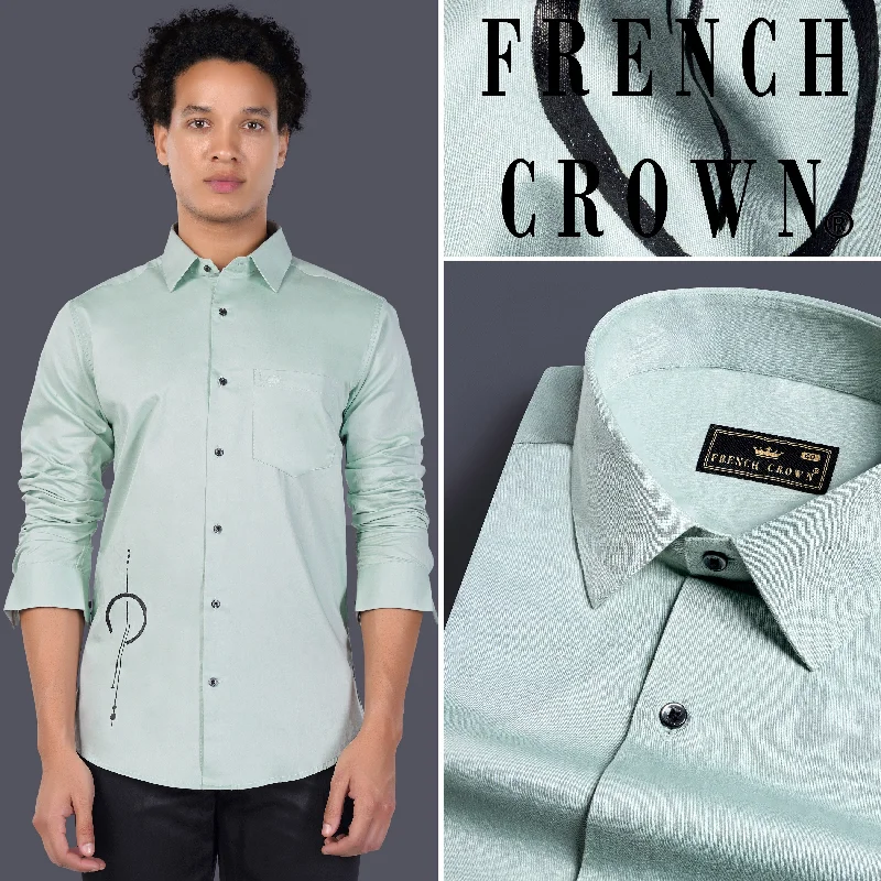 Greenish Hand Painted Subtle Sheen Super Soft Premium Cotton Designer Shirt