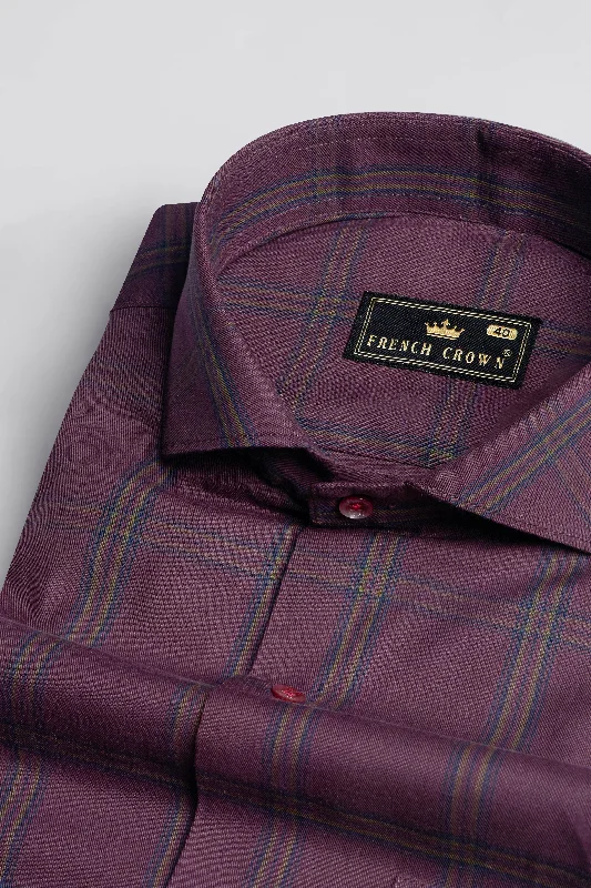 Matterhorn Maroon with Tuna Blue Twill Plaid Premium Cotton Shirt