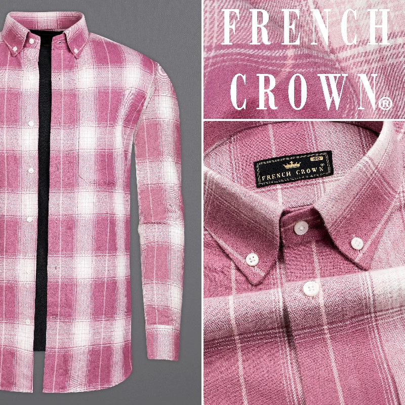 Tapestry Pink with White Plaid Flannel Overshirt/Shacket