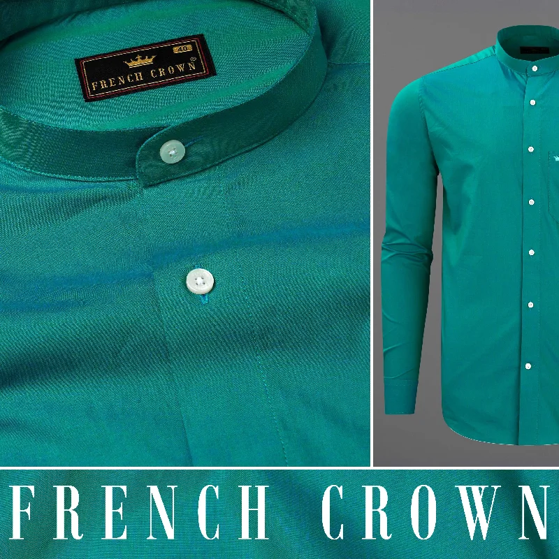 Teal Green Chambray Textured Premium Cotton Shirt