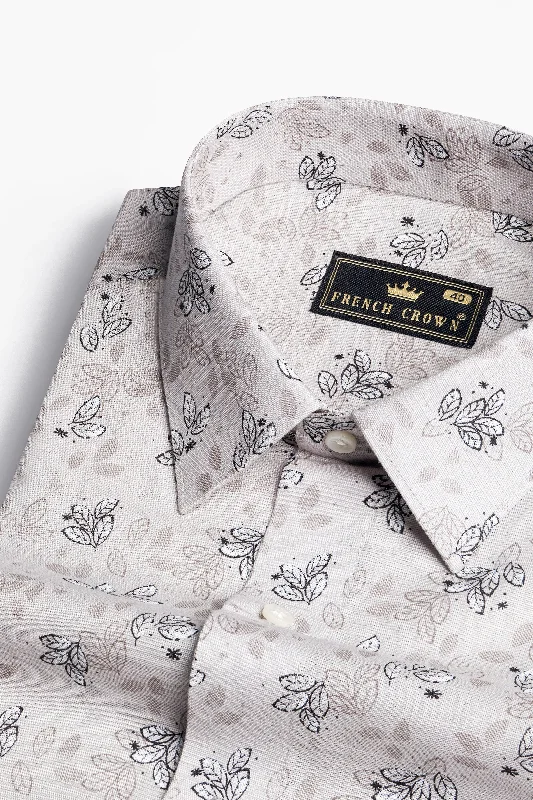 Timberwolf Gray Ditsy Printed Twill Premium Cotton Shirt