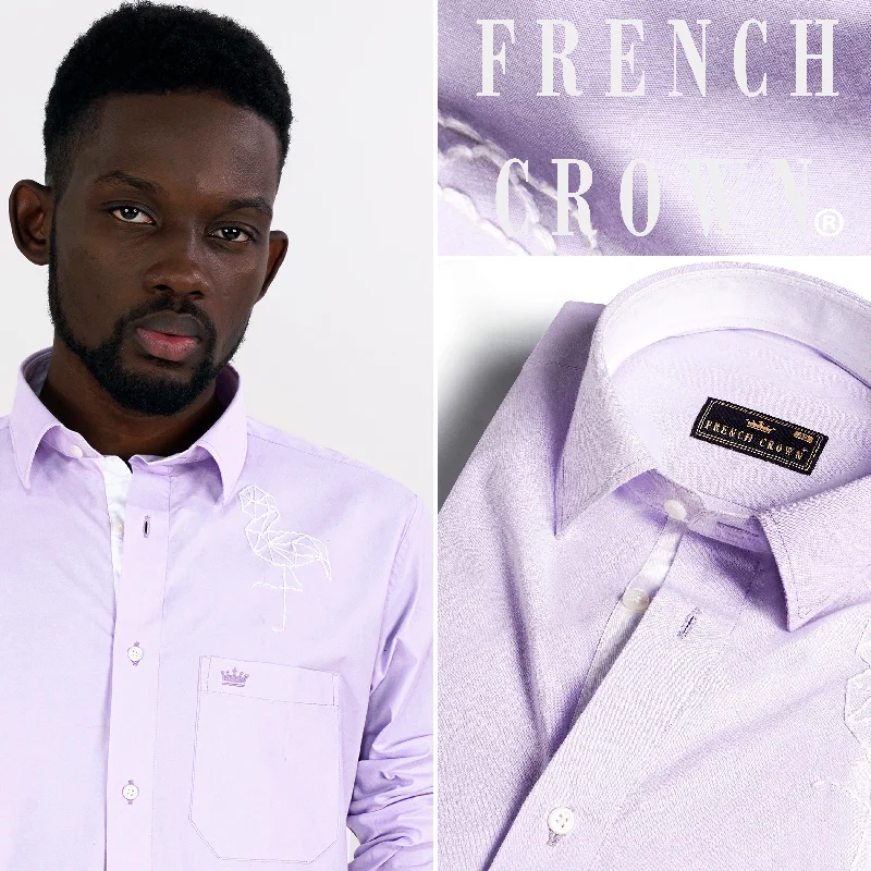 Wisteria Purple Hand stitched Embroidered Royal Oxford Designer Shirt