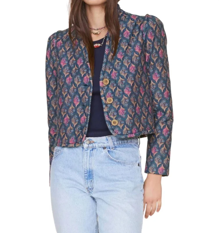 Ani Quilted Jacket In Navy Posey