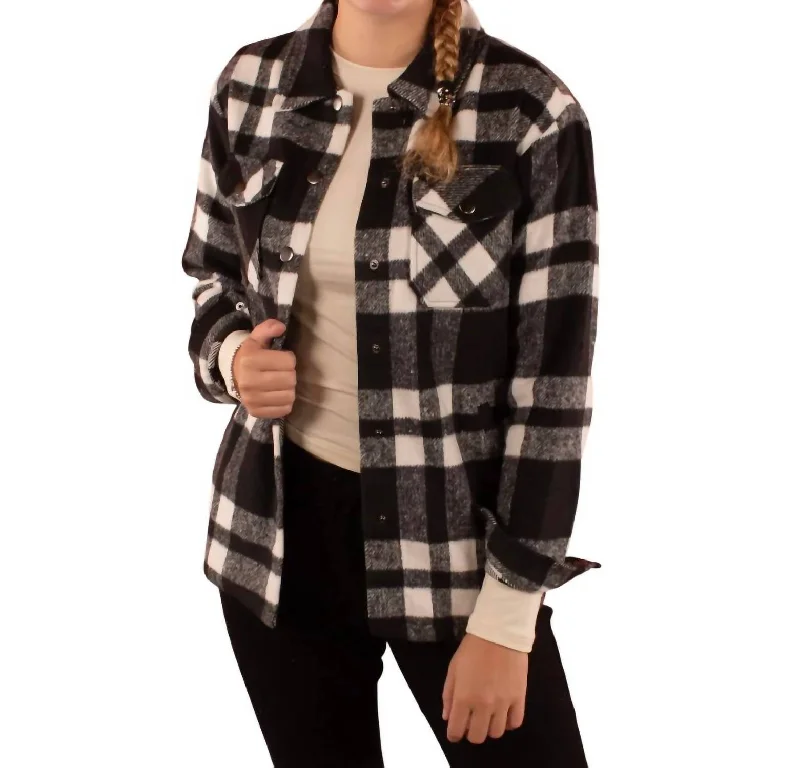 Cassidy Classic Plaid Shacket In Black/white