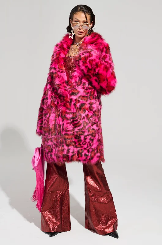 CHEETAH DYNASTY PINK MULTI FAUX FUR JACKET