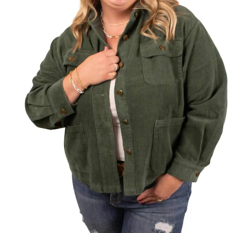 Della Double Pocket Jacket In Green