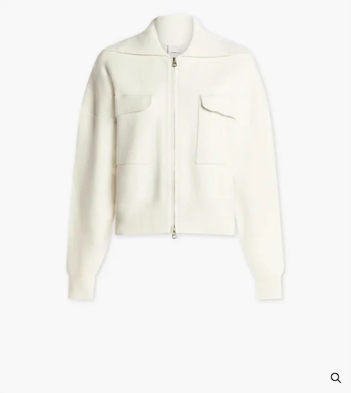 Felise Releaxed Knit Jacket In Egret