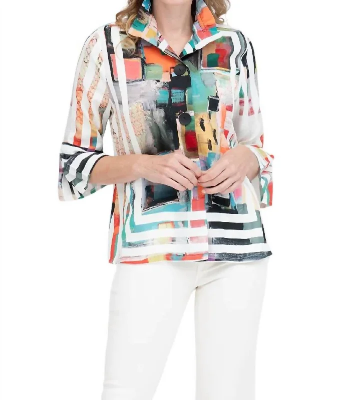 Frame Art Jacket In Multi White