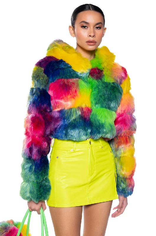 GRACELLE MULTI FAUX FUR JACKET