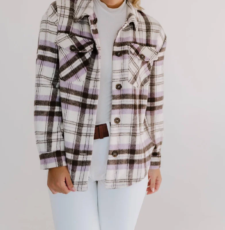 Must Have Plaid Shacket In Lavender