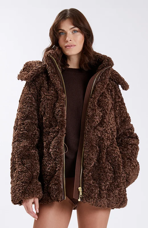 Nicole Benisti Womens Tory Oversized Shearling Jacket