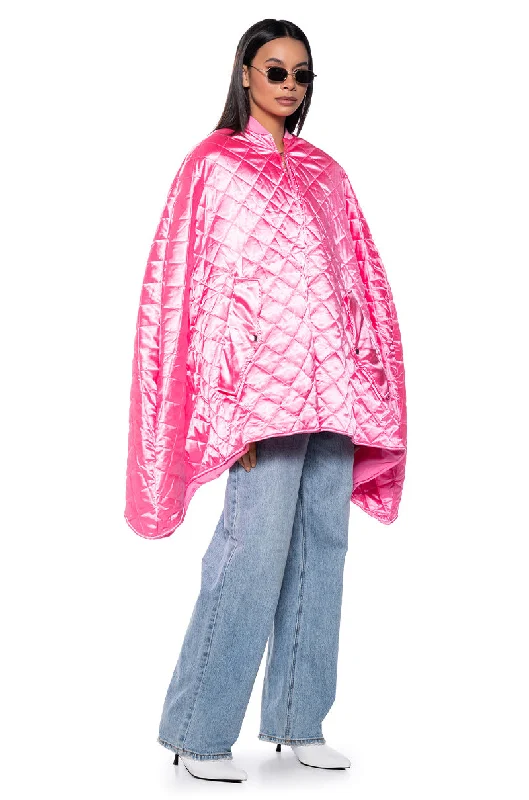 QUILTED PINK PONCHO