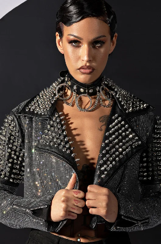 RHINESTONE BOMB CROP MOTO JACKET