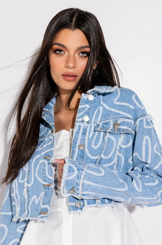 WIGGLE PRINT DENIM JACKET