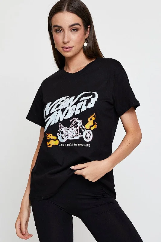 Black Graphic T Shirt Short Sleeve